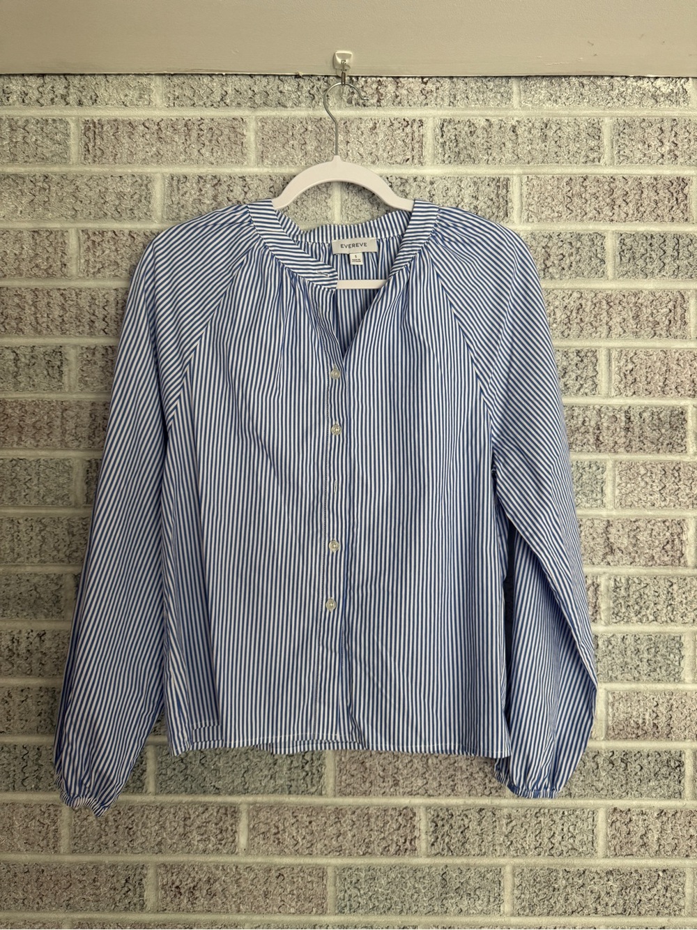 Evereve Blue and White Striped Button-Down Top